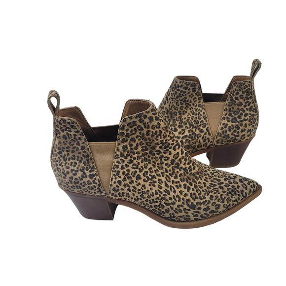 Dolce Vita Samy Leather Leopard  Print Ankle Boots SZ 8.5 - Picture 2 of 11